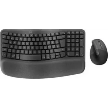 Logitech Wave Keys y Lift Combo - Conjunto inalámbrico ergonómico de teclado y ratón - Bluetooth LE, 2,4 GHz - QWERTY - Distribución nórdica - Grafito