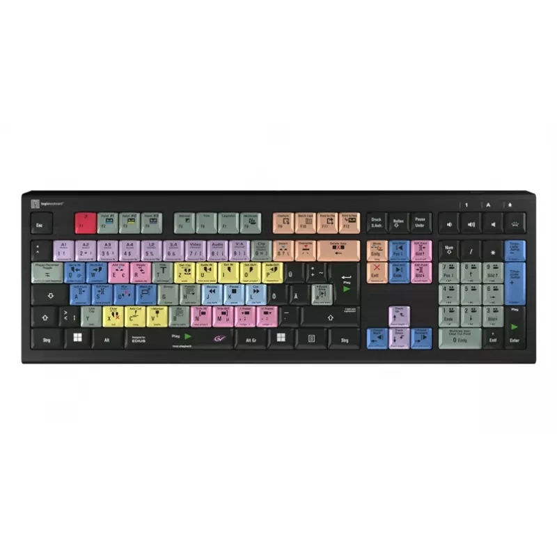 Logickeyboard LKB-EDIUS-A2PC-DE Teclado USB de tamaño completo (100%) con interruptores de tijera QWERTZ negro