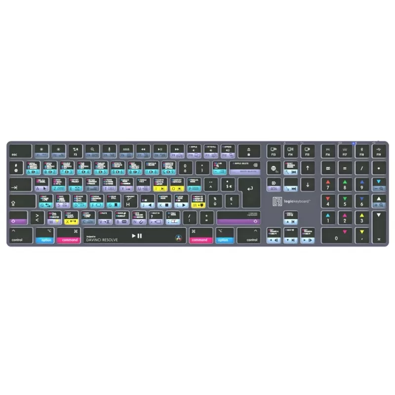 LogicKeyboard DaVinci Resolve 18 Titan FR (Mac) - Distribución francesa AZERTY, retroiluminado, USB con cable
