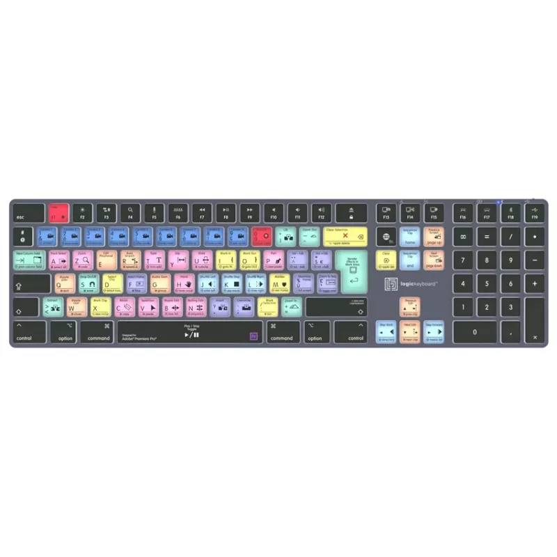 LogicKeyboard Adobe Premiere Pro CC Titan FR (Mac) - Distribución francesa AZERTY, retroiluminado, teclado USB con cable