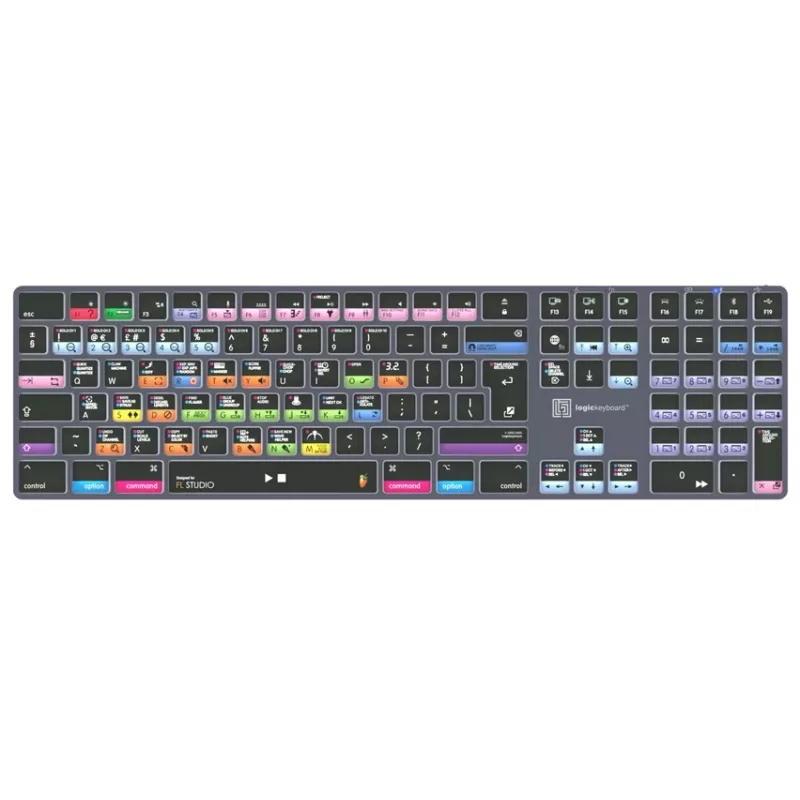 Logickeyboard FL Studio Teclado TITAN para Mac - USB con cable - Negro con teclas codificadas por colores