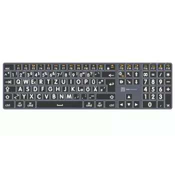 LogicKeyboard XL-Print Titan White on Black DE (Mac) - Teclado QWERTZ alemán