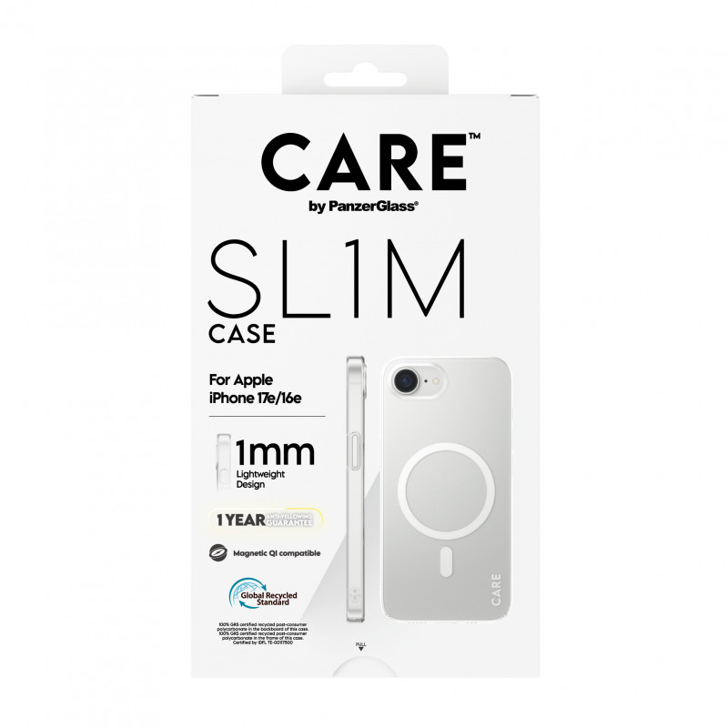 CARE by PanzerGlass SL1M Case Transparente con MagSafe para iPhone 16e / 17e (CR59610)