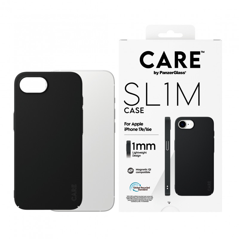 Funda CARE by PanzerGlass SL1M negra con MagSafe para iPhone 16e / 17e (CR52018)