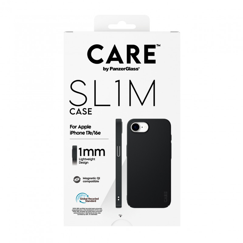 Funda CARE by PanzerGlass SL1M negra con MagSafe para iPhone 16e / 17e (CR52018)