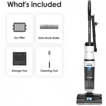 Tineco Floor One S6 Stretch Steam Plus Aspirador 2 en 1 Húmedo/Seco, Fregona y Limpiador a Vapor, a Batería, 35 min de Autonomía, Depósito de Agua Limpia de 0,8L, Depósito de Agua Sucia de 0,72L, Autolimpieza, Pantalla LCD, Sensor iLoop, Tumbable 180°, para Suelos Duros