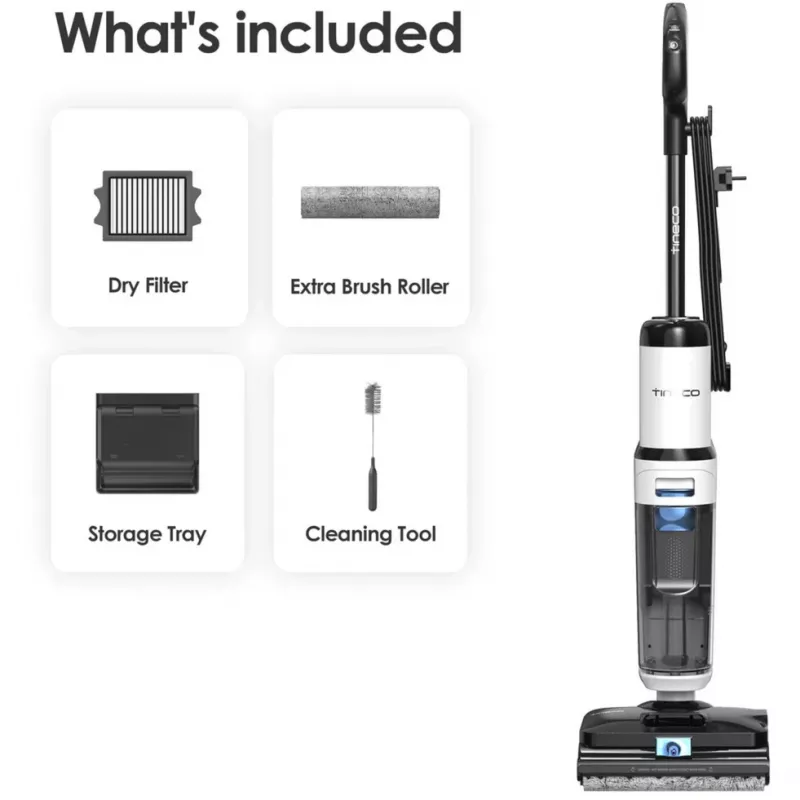 Tineco Floor One S6 Stretch Steam Plus Aspirador 2 en 1 Húmedo/Seco, Fregona y Limpiador a Vapor, a Batería, 35 min de Autonomía, Depósito de Agua Limpia de 0,8L, Depósito de Agua Sucia de 0,72L, Autolimpieza, Pantalla LCD, Sensor iLoop, Tumbable 180°, para Suelos Duros
