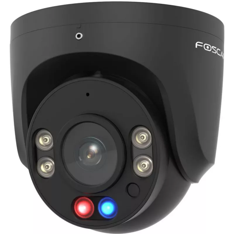 Foscam W5EP cámara de vigilancia negra 5MP (3072x1728), PoE, foco integrado, luces de advertencia rojas y azules y sirena