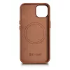 iCarer Case Funda de piel auténtica para iPhone 14 Plus marrón (compatible con MagSafe)