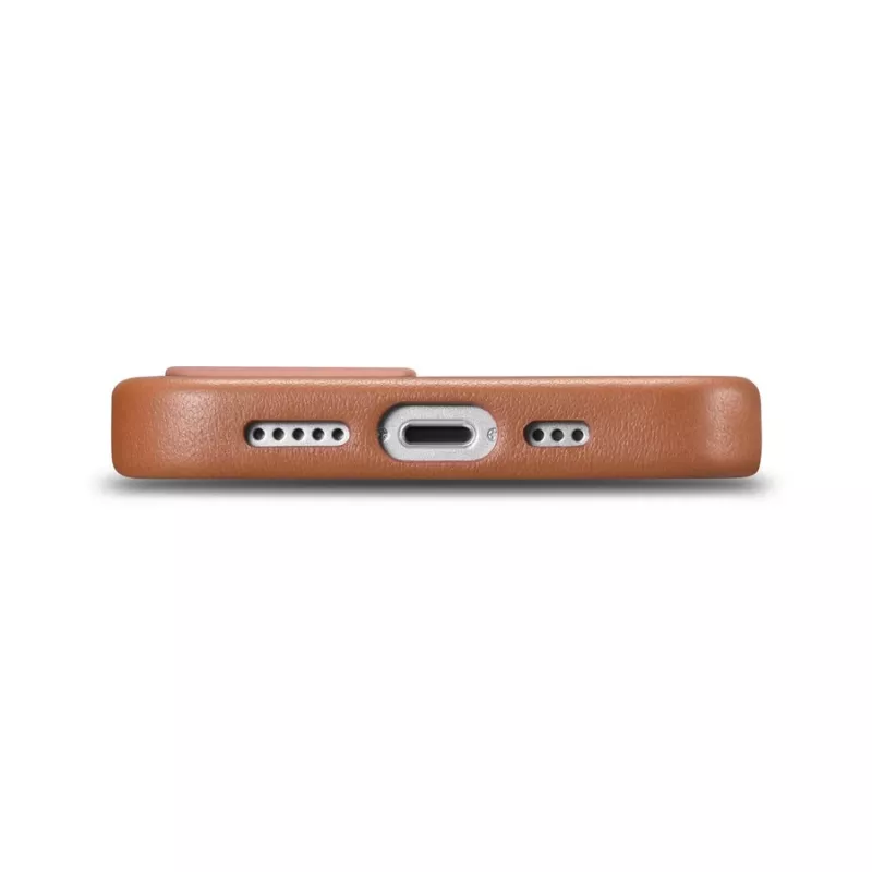 iCarer Case Funda de piel auténtica para iPhone 14 Plus marrón (compatible con MagSafe)
