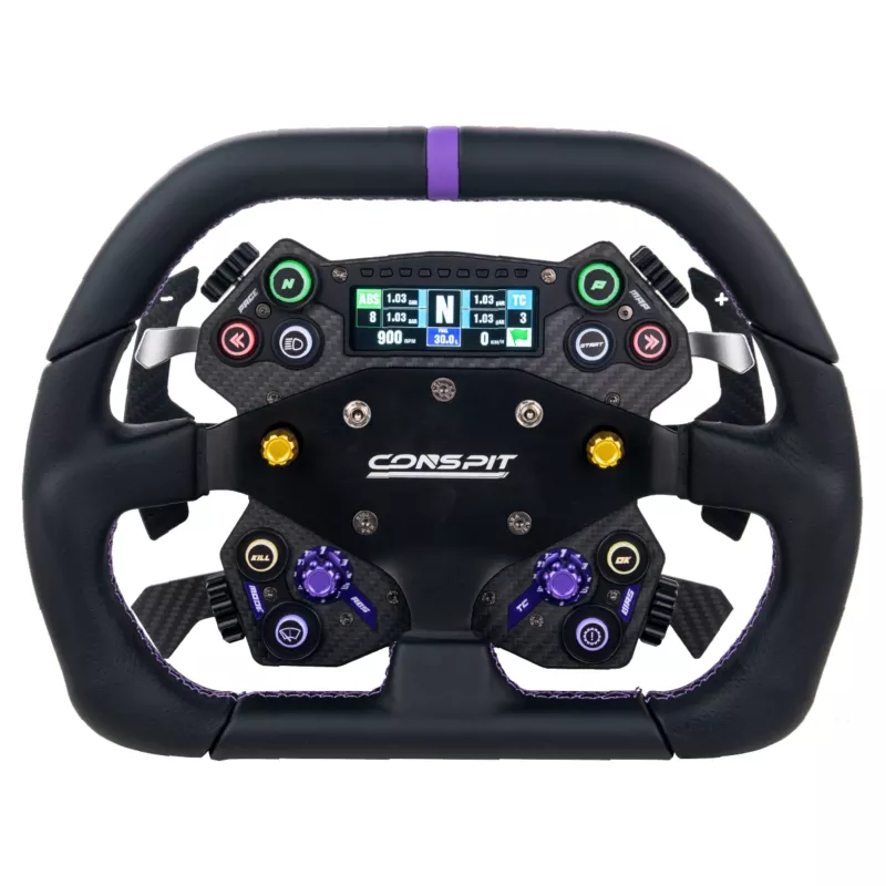 CONSPIT DX320 volante en forma de D - 320mm empuñadura de Alcantara, fibra de carbono, RGB