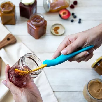 OTOTO Splatypus Espátula ranurada para sartén y volteador - Negro con detalles naranjas - Nylon y silicona aptos para alimentos