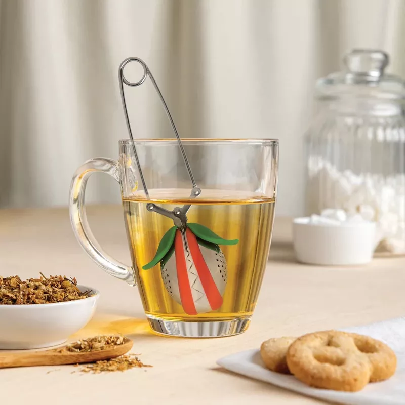 OTOTO Tea Trap Infusor de té - Verde/Rojo - Acero inoxidable y plástico - 160 mm