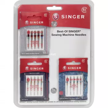 SINGER Best-Of Needles pack A5 - agujas universales para máquina de coser, 5 uds., tamaños 70/10, 80/12, 90/14