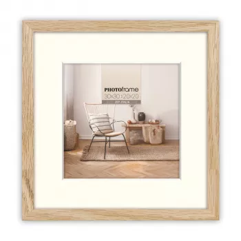 ZEP Malmo Marco de fotos de madera natural 20x20/30x30 cm con paspartú V4530N