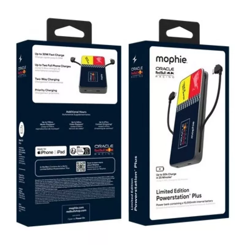 Mophie Powerstation Plus 10K Red Bull Racing 10000 mAh batería externa con USB-C y Lightning
