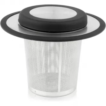Bredemeijer filtro de té universal con tapa apilable, pequeño 1491 - acero inoxidable, negro, malla fina