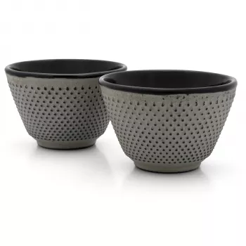 Bredemeijer Tazas de té Jang 78x53mm, hierro fundido, gris, pack de 2