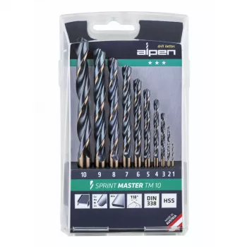 ALPEN-MAYKESTAG Alpen Sprint Master TM 10 1-10x Juego de 10 brocas, 10 piezas, HSS-G, 1-10 mm, estuche metálico