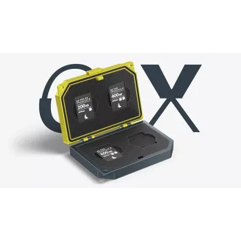 Angelbird MEDIA TANK CFexpress Type A - Estuche para 4 tarjetas de memoria, aluminio anodizado, negro/amarillo, resistente a golpes, antipolvo, resistente a salpicaduras