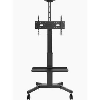 Vision VFM-F26W soporte de suelo móvil para pantalla – ajuste de altura para una persona – soporte de acero compatible con pantallas de 55-100 pulgadas con VESA hasta 800x600 – ajuste de altura por manivela – ajuste de inclinación – bandeja grande para portátil o videobar incluida