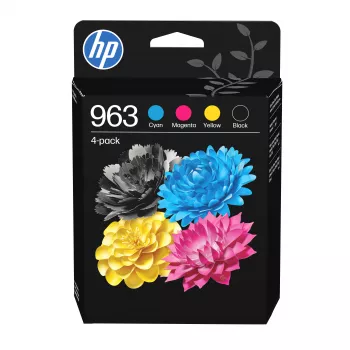 HP 963 cartucho de tinta original CMYK pack de 4 (negro, cian, magenta, amarillo) - Standard Yield