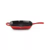 Le Creuset Sartén de parrilla de hierro fundido, cuadrada, 26 cm, rojo cereza