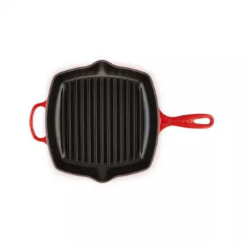 Le Creuset Sartén de parrilla de hierro fundido, cuadrada, 26 cm, rojo cereza