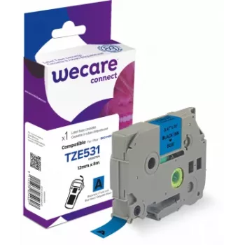 Armor K80051W4 Cinta de etiquetas compatible negro sobre azul para Brother TZE-531 12mm x 8m PET laminado
