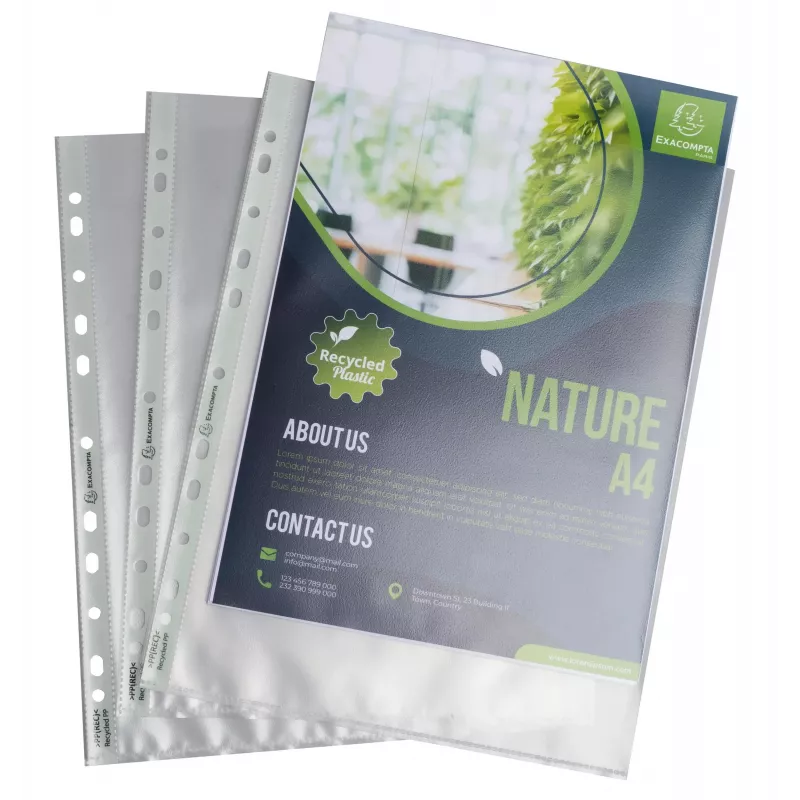 Exacompta Forever 50 fundas de prospectos DIN A4+ transparentes gofradas 90 micras