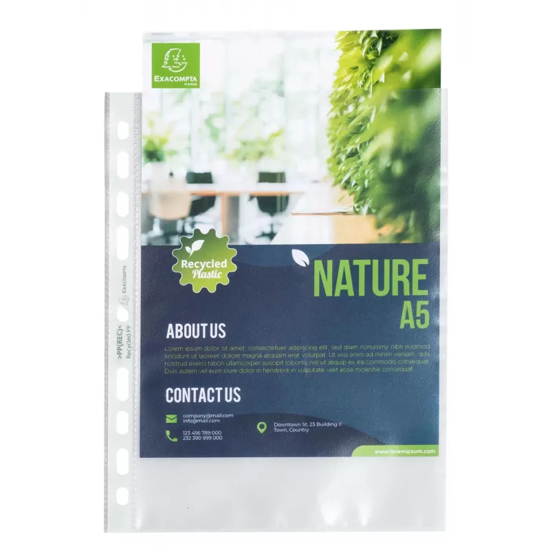 Exacompta Forever fundas perforadas A5 pack de 50 transparentes gofradas 0,06 mm