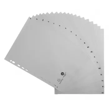Exacompta separador índice formato completo A-Z, gris, 20 pestañas, A4, 1 juego