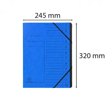 Exacompta carpeta de organización 12 compartimentos azul cartón
