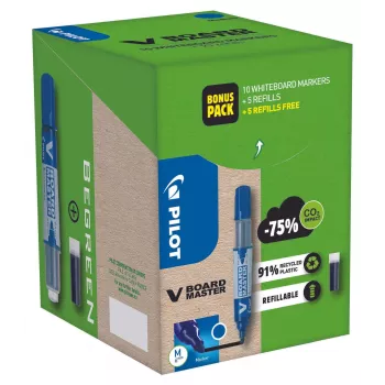 Set de rotuladores de pizarra blanca Pilot Pen V-Board Master Greenpack negro 2,0 - 5,0 mm, 10 piezas
