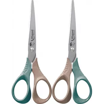 Tijeras para zurdos Maped Smiling Planet 160 mm punta redondeada mangos ergonómicos 3D 50% plástico reciclado