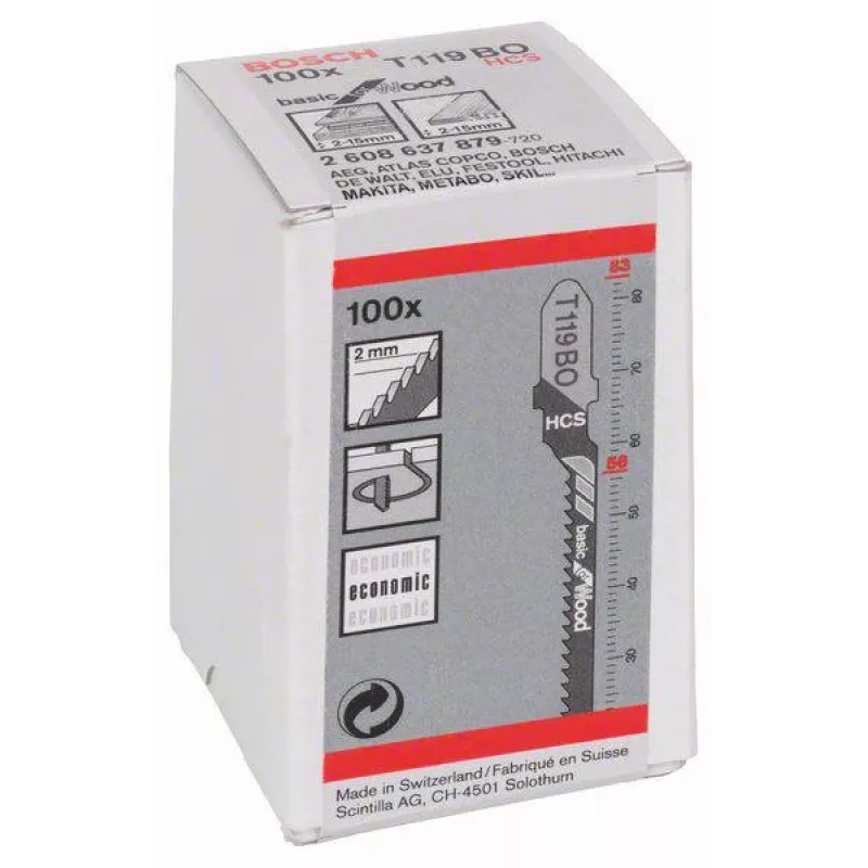 Hoja de sierra de calar BOSCH T119BO para contrachapado, 100 piezas