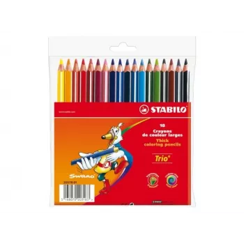 STABILO Trio lápices de colores, 4,2 mm, colores surtidos, 18 unidades
