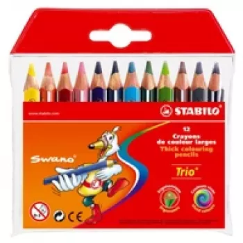 STABILO Trio lápices de colores - colores surtidos - 4,2 mm - pack de 12