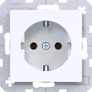 Hager WAS1100WG toma de corriente Axess/Cuby blanco claro brillante