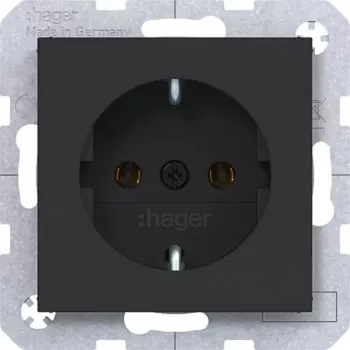 Hager WAS1100BM toma de corriente SCHUKO con bornes de conexión rápida negro noche mate