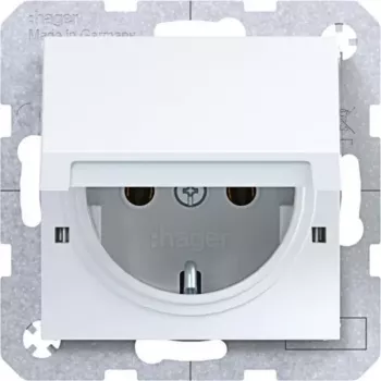 Hager WAS1112WG toma de corriente schuko Axcent/Cenit blanco claro brillante IP44