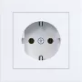 Hager WAS1120WG toma de corriente SCHUKO con tapa abatible, línea de diseño A.1, blanco claro brillante, IP44, 16A, 250V, bornes sin tornillos