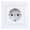 Hager WAS1120WG toma de corriente SCHUKO con tapa abatible, línea de diseño A.1, blanco claro brillante, IP44, 16A, 250V, bornes sin tornillos