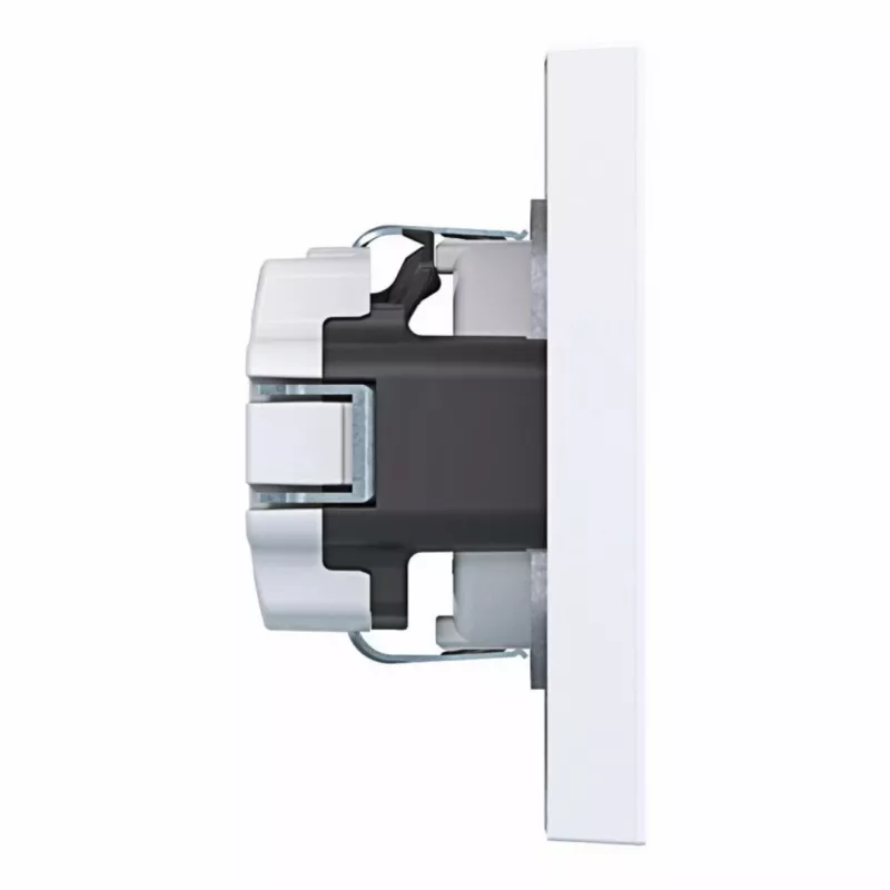Hager WAS1120WG toma de corriente SCHUKO con tapa abatible, línea de diseño A.1, blanco claro brillante, IP44, 16A, 250V, bornes sin tornillos