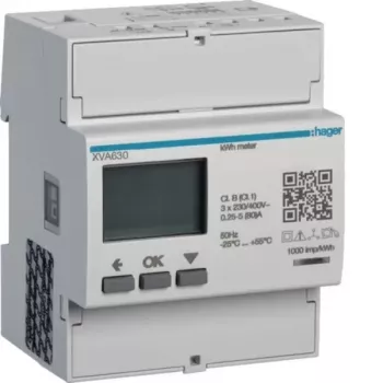 Hager XVA630 contador de energía trifásico para medición de excedente fotovoltaico