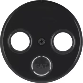Hager WLF1068BG placa central para toma de antena 2 y 3 orificios R.Classic negro