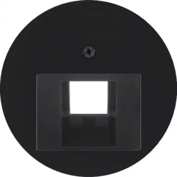 HAGER WLF1007BG placa central para toma UAE/RJ45, Berker R.Classic, negro brillante