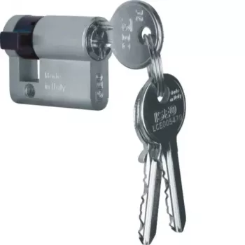 Hager WDA7172 medio cilindro perfilado accesorio, 30/10 mm, latón niquelado, 2 llaves