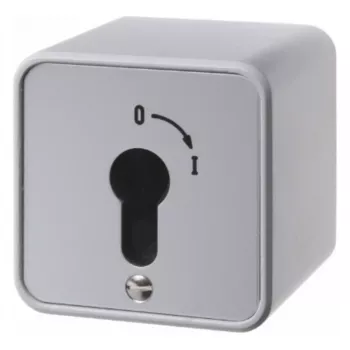 Hager WDE4466 Interruptor de llave, montaje en superficie, para medio cilindro perfilado, fundición de zinc, IP54