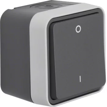 Hager WNC008 Interruptor bipolar de superficie con marcado 0/1, IP55, gris